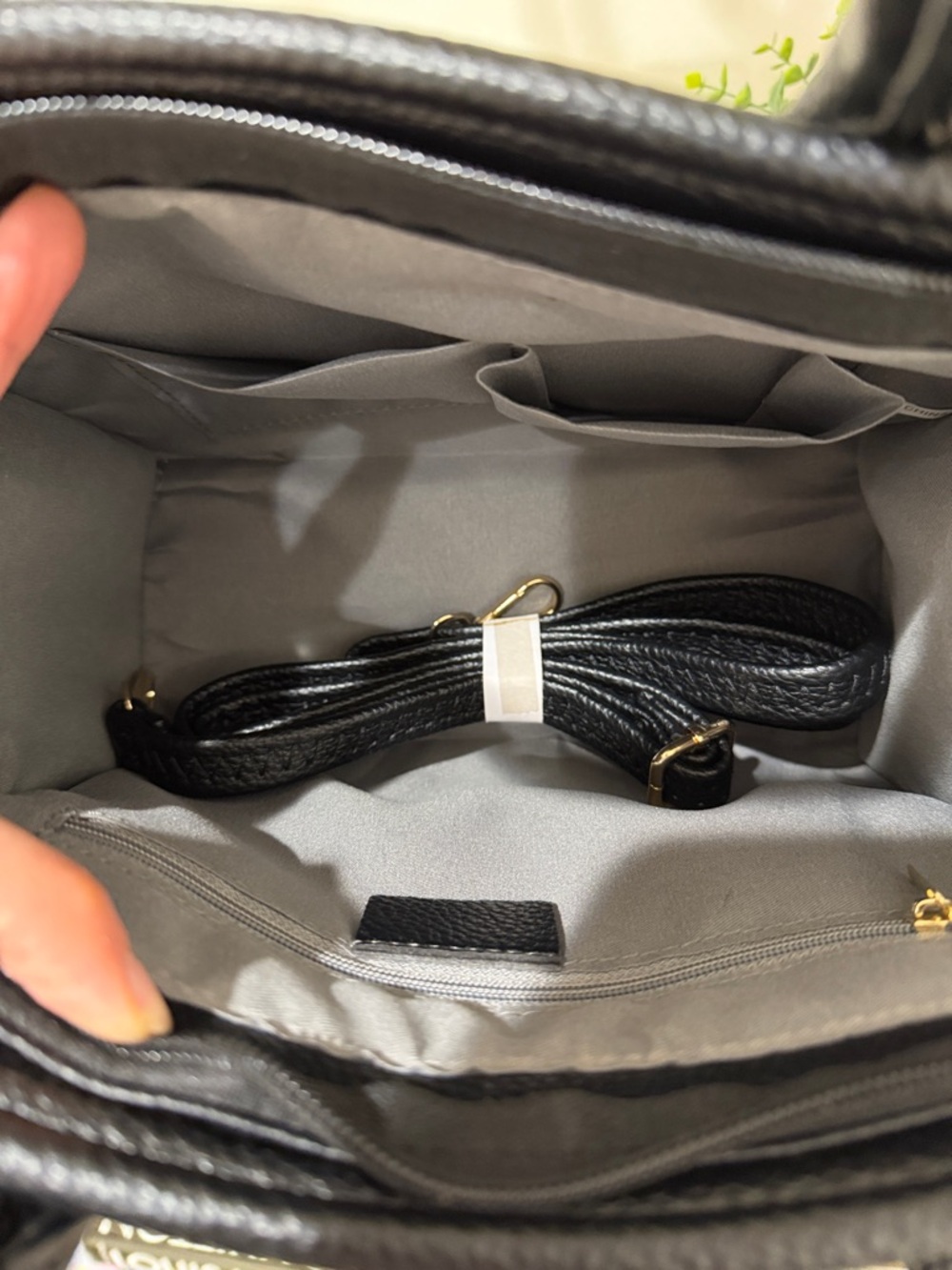 Black Satchel Handbag with Zip Wallet - Picture 12 of 13